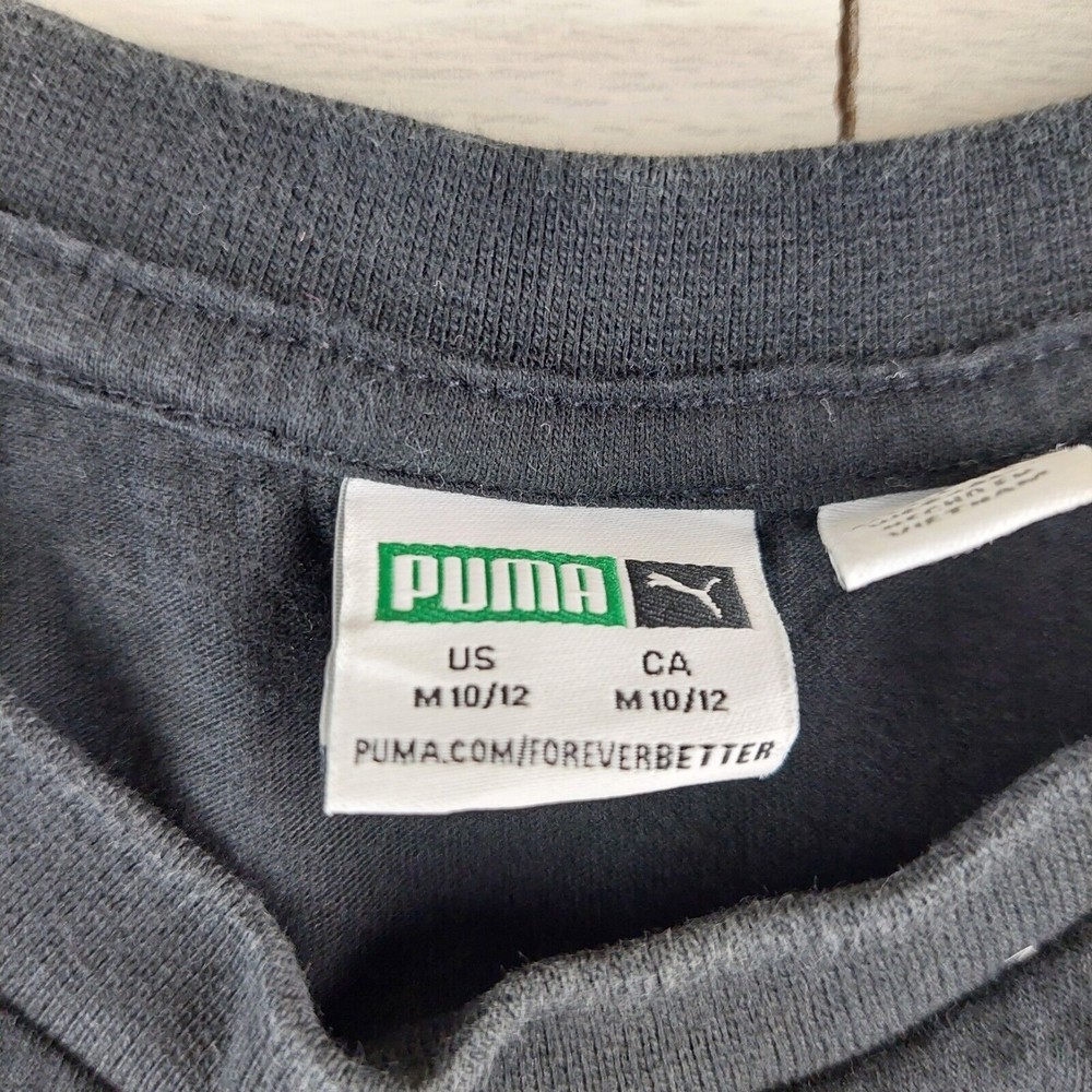 Puma Youth Boys Medium 10/12 Tshirt Black Spell Out‎ Logo Casual Athletic - Picture 3 of 5